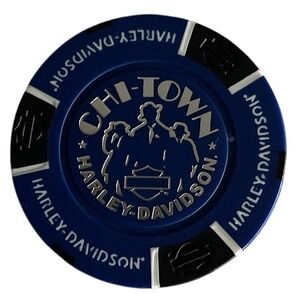 HARLEY DAVIDSON CHITOWN TINLEY PARK ILLINOIS DEALER CASINO POKER CHIP BLACK BLUE